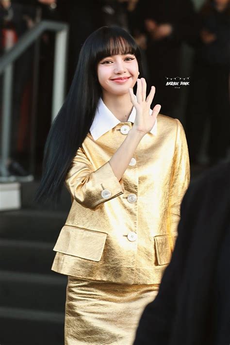 BLACKPINK Lisa Glitters In Gold At Prada Milan .